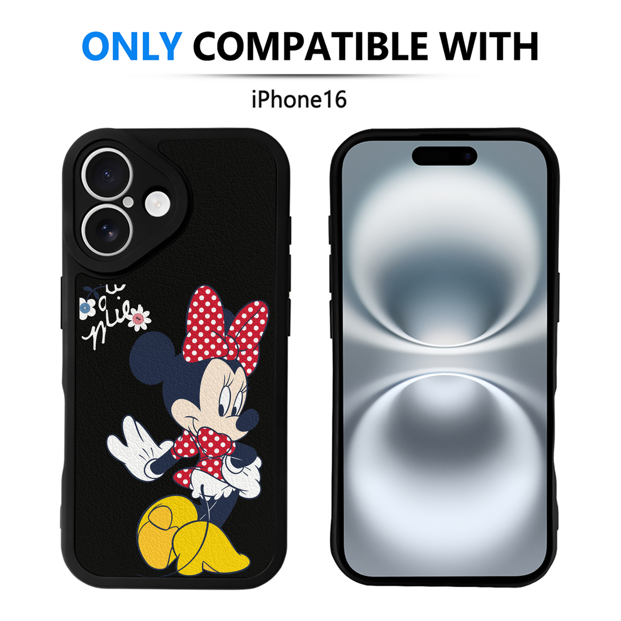 （画像用） ミッキーマウス Mickey Mouse 【iPhone 16シリーズ対応】シリコンスマホケース（レザー調） 材質：シリコン